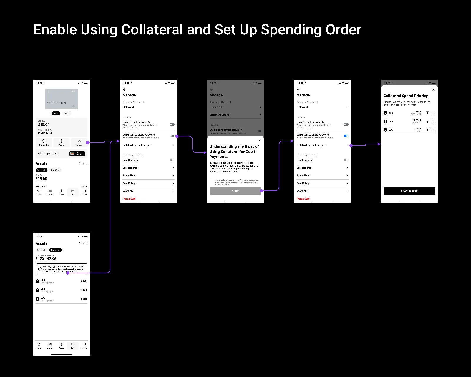 Enable using collateral and set up spending order
