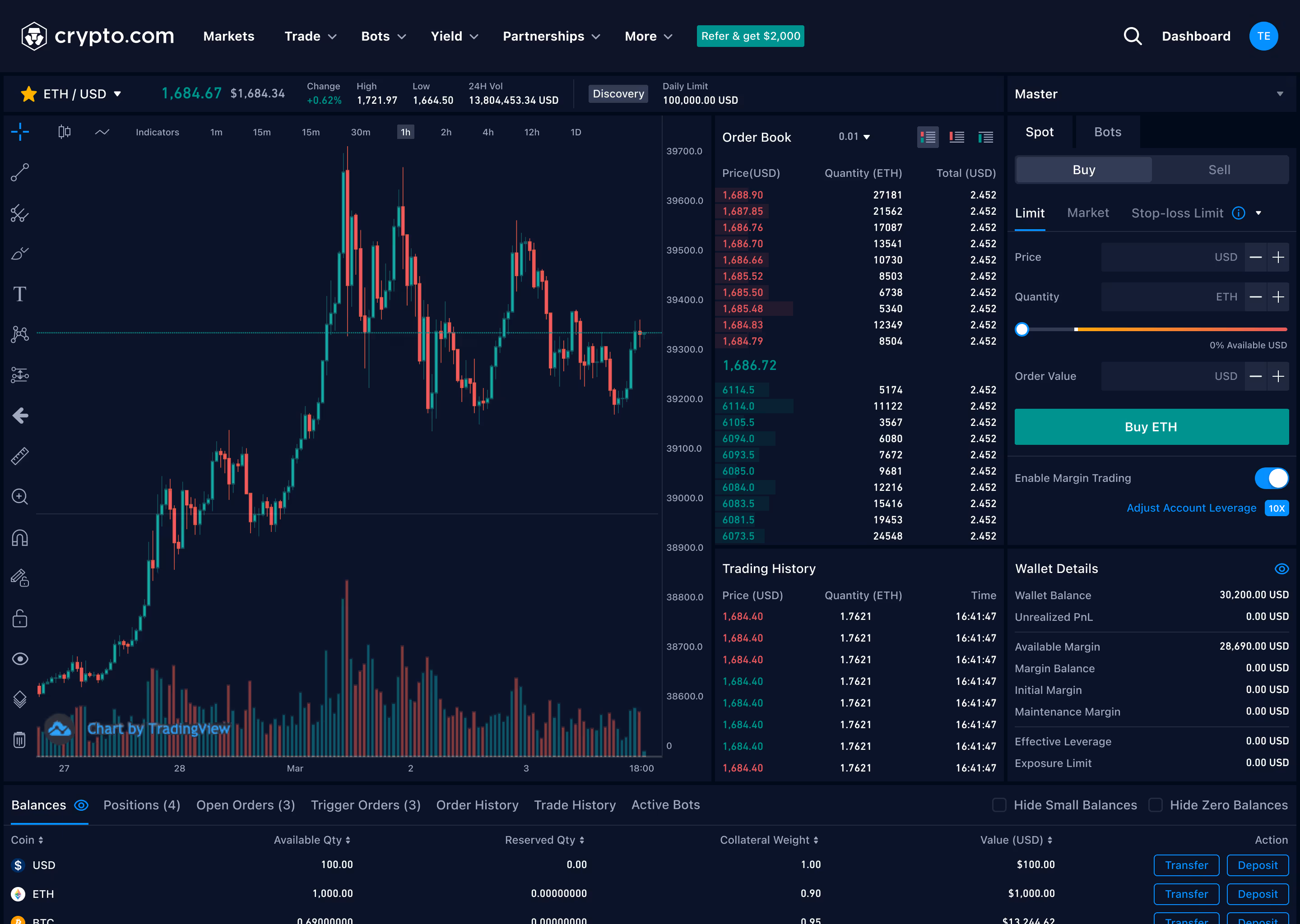 Spot trading UI